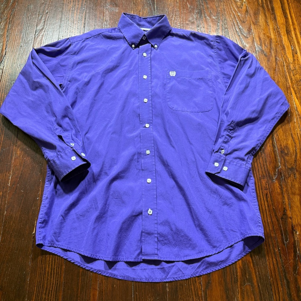 Cinch Shirt Mens Small Purple Square Button Long Sleeve Rodeo‎ Western